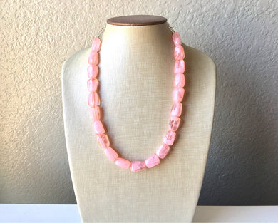 Peach Dainty Necklace, Chunky Jewelry Big Beaded single Strand Necklace, light pink Necklace, peach Jewelry Set, peach bridesmaid earring