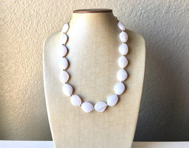White chunky statement necklace, bib jewelry cloudy white necklace, white jewelry, white beaded necklace, white bubble, cloud necklace