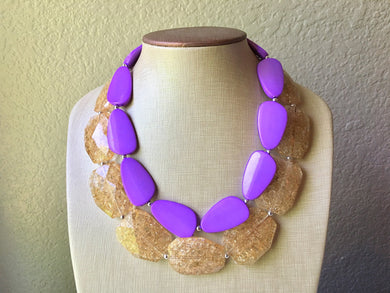 Chunky Statement Purple Necklace, multi strand colorful jewelry, big beaded chunky statement necklace, champagne necklace, champagne jewelry