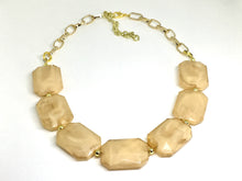 Load image into Gallery viewer, Creamy champagne Statement Necklace &amp; Earrings, champagne jewelry, Your Choice GOLD or SILVER, champagne bib chunky necklace, brown jewelry