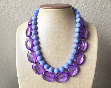 Purple & Periwinkle Statement Necklace, Chunky Beaded Necklace, Periwinkle Jewelry, light blue purple Necklace, purple beaded necklace