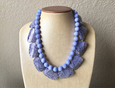 Dark Blue & Periwinkle Statement Necklace, Chunky Beaded Necklace, Periwinkle Jewelry, light blue purple Necklace, blue beaded necklace