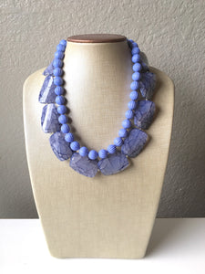 Dark Blue & Periwinkle Statement Necklace, Chunky Beaded Necklace, Periwinkle Jewelry, light blue purple Necklace, blue beaded necklace