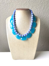 Load image into Gallery viewer, Bright Blue &amp; Periwinkle Statement Necklace, Chunky Beaded Necklace, Periwinkle Jewelry, light blue purple Necklace, blue beaded necklace