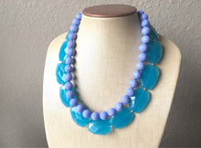 Load image into Gallery viewer, Bright Blue &amp; Periwinkle Statement Necklace, Chunky Beaded Necklace, Periwinkle Jewelry, light blue purple Necklace, blue beaded necklace