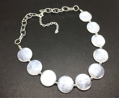 White Statement Necklace & Earring set, white jewelry, Your Choice of GOLD or SILVER, white bib chunky necklace, white necklace