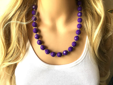 Royal Purple Statement Necklace, Single Strand Chunky Beaded Necklace, purple Jewelry, Spring Jewelry, purple Necklace, purple beaded
