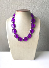 Load image into Gallery viewer, Royal Purple Single Strand Big Beaded Statement Necklace, purple Jewelry set, purple earrings, purple beaded necklace, bridesmaid necklace