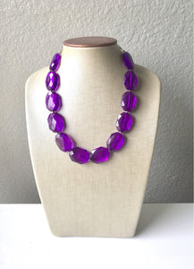 Royal Purple Single Strand Big Beaded Statement Necklace, purple Jewelry set, purple earrings, purple beaded necklace, bridesmaid necklace