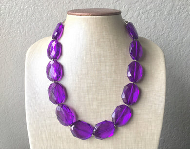 Royal Purple Single Strand Big Beaded Statement Necklace, purple Jewelry set, purple earrings, purple beaded necklace, bridesmaid necklace