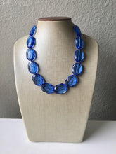 Load image into Gallery viewer, Single Strand Royal Blue Big Beaded Statement Necklace, blue Jewelry set, blue beaded necklace, blue beaded necklace, bridesmaid necklace