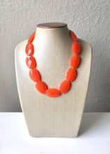 Load image into Gallery viewer, Orange Single Strand Big Beaded Statement Necklace, orange Jewelry, orange beaded necklace, orange bridesmaid necklace jewelry