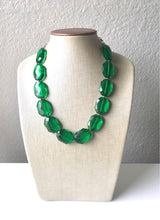 Load image into Gallery viewer, Dark Green earrings + Single Strand Big Beaded Statement Necklace, green Jewelry, green beaded necklace, green beaded necklace, bridesmaid