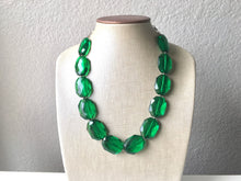 Load image into Gallery viewer, Dark Green earrings + Single Strand Big Beaded Statement Necklace, green Jewelry, green beaded necklace, green beaded necklace, bridesmaid