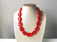 Load image into Gallery viewer, Red Single Strand Big Beaded Statement Necklace, red Jewelry, red beaded necklace, red bridesmaid necklace jewelry, red drop earrings