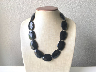 Black chunky statement necklace, bib jewelry black necklace, black jewelry, black beaded necklace, black bubble, black cloud necklace