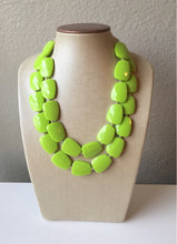 Load image into Gallery viewer, Apple Green Double Strand Big Beaded Statement Necklace, green Jewelry, green beaded necklace, green beaded necklace, bridesmaid necklace