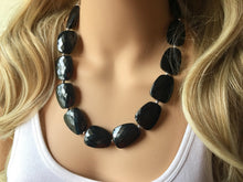 Load image into Gallery viewer, Black chunky statement necklace, bib jewelry black necklace, black jewelry, black beaded necklace, black bubble, black cloud necklace