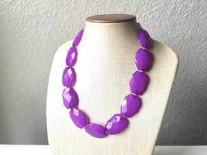 Royal Purple Single Strand Big Beaded Statement Necklace, purple Jewelry set, purple earrings, purple beaded necklace, bridesmaid necklace