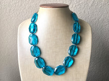 Load image into Gallery viewer, Deep teal Blue Big Beaded Statement Necklace, blue Jewelry set, single strand blue beaded necklace, blue beaded necklace, bridesmaid necklac