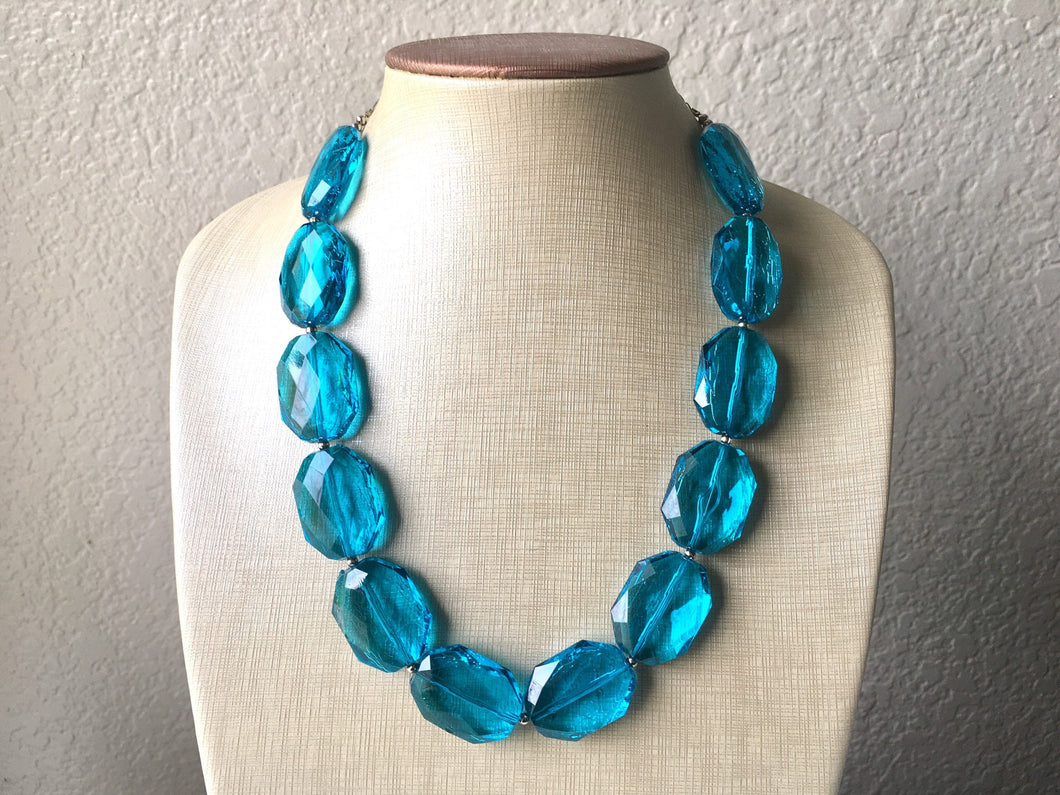 Single Strand teal Blue Big Beaded Statement Necklace, blue Jewelry set, blue beaded necklace, blue beaded necklace, bridesmaid necklace