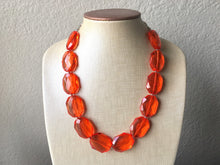 Load image into Gallery viewer, Red-Orange Single Strand Big Beaded Statement Necklace, red Jewelry, red beaded necklace, red bridesmaid necklace jewelry, red drop earrings