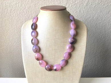 Blush Pink + Brown Ombrw Single Strand Big Beaded Statement Necklace, pink Jewelry set, pink earrings, pink beaded necklace, bridesmaid