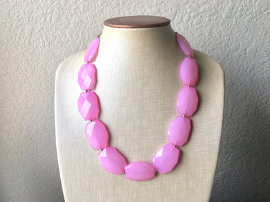 Blush Pink Single Strand Big Beaded Statement Necklace, pink Jewelry set, pink earrings, pink beaded necklace, bridesmaid necklace, light pi