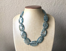 Load image into Gallery viewer, Single Strand teal Blue Big Beaded Statement Necklace, blue Jewelry set, blue beaded necklace, blue beaded necklace, bridesmaid necklace