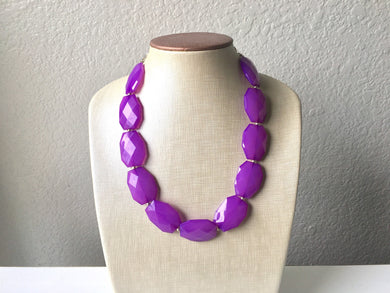 Royal Purple Single Strand Big Beaded Statement Necklace, purple Jewelry set, purple earrings, purple beaded necklace, bridesmaid necklace