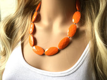 Load image into Gallery viewer, Orange Single Strand Big Beaded Statement Necklace, orange Jewelry, orange beaded necklace, orange bridesmaid necklace jewelry