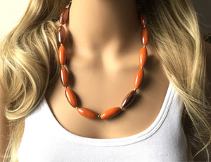 Orange + metallic silver ombré Single Strand Big Beaded Statement Necklace, orange Jewelry, orange beaded necklace, orange bridesmaid neckl