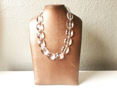 Single Strand Clear Crystal Statement Necklace, Bib necklace, everyday necklace, beaded necklace, bridesmaid necklace, translucent necklace