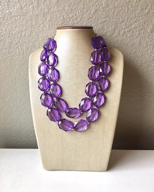 Lilac Chunky Statement Necklace - Acrylic Beaded Jewelry