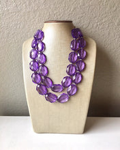 Load image into Gallery viewer, Light Purple Lilac Chunky Statement Necklace, Acrylic faceted Beaded Jewelry,  lavender beaded necklace