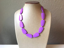 Load image into Gallery viewer, Light Purple Single Strand Big Beaded Statement Necklace, purple Jewelry set, purple earrings, purple beaded necklace, bridesmaid necklace