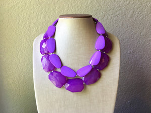 Purple Lover Necklace, multi strand colorful jewelry, big beaded chunky statement necklace, violet necklace, purple girl jewelry