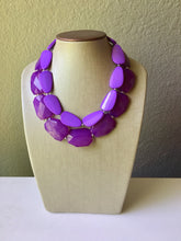 Load image into Gallery viewer, Purple Lover Necklace, multi strand colorful jewelry, big beaded chunky statement necklace, violet necklace, purple girl jewelry