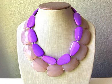 Chunky Statement Purple Necklace, multi strand colorful jewelry, big beaded chunky statement necklace, champagne necklace, champagne jewelry