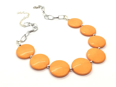 Orange Statement Necklace & earring set, orange jewelry, Your Choice GOLD or SILVER, orange bib chunky necklace, bright orange round necklac