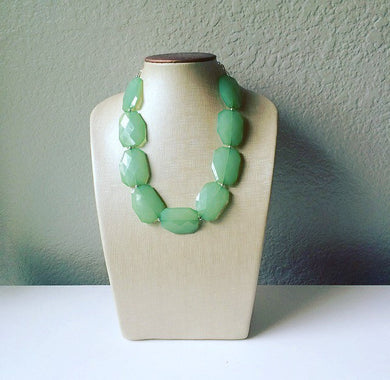 Mojito Green Big beaded Statement Chunky Necklace, casual necklace, green necklace, sage necklace, big bead necklace, bridesmaid necklace