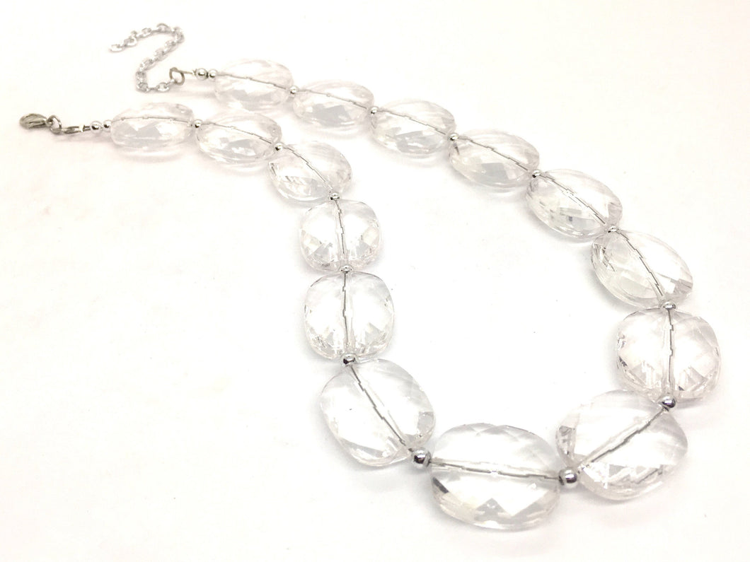 Single Strand Clear Crystal Statement Necklace, Bib necklace, lucite necklace, beaded necklace, bridesmaid necklace, translucent necklace