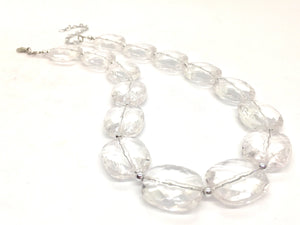 Single Strand Clear Crystal Statement Necklace, Bib necklace, lucite necklace, beaded necklace, bridesmaid necklace, translucent necklace