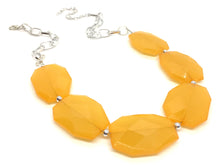 Load image into Gallery viewer, Creamsicle Orange Statement Necklace &amp; earring set, orange jewelry, Your Choice GOLD or SILVER, orange bib chunky necklace, bright orange