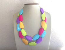 Load image into Gallery viewer, Fiesta Rainbow Beaded Necklace, Colorful Jewelry, Chunky statement necklace, big beaded necklace, rainbow jewelry, rainbow baby