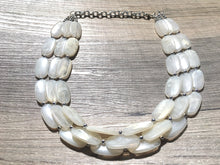 Load image into Gallery viewer, Cream Big Bead Necklace, multi Strand Statement Jewelry, cream Chunky bib, bridesmaid necklace, eggshell jewelry, beaded jewelry