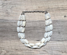 Load image into Gallery viewer, Cream Big Bead Necklace, multi Strand Statement Jewelry, cream Chunky bib, bridesmaid necklace, eggshell jewelry, beaded jewelry