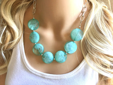Mint Green Statement Necklace, Green jewelry, Your Choice of GOLD or SILVER, mint green bib chunky necklace, light green necklace