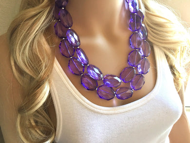 Lavender purple Chunky Statement Necklace and earrings Set, Beaded purple Jewelry, light purple bib necklace, purple earrings, lilac jewelry