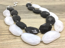 Load image into Gallery viewer, Black &amp; White Necklace, Double strand jewelry, big beaded chunky statement necklace, black necklace, black jewelry, white necklace, black